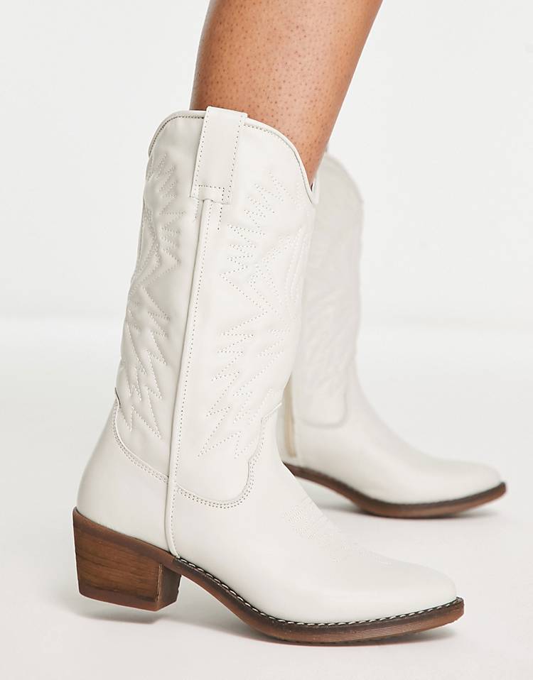 Steve Madden Hayward western knee boots in white